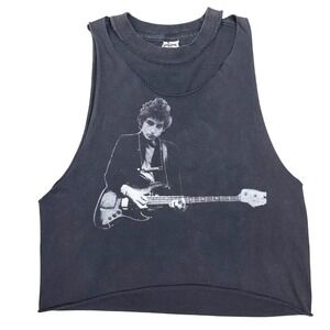 Vintage Upcycled Bob Dylan Crop Top Y2K  Cut Off Tank Grunge Rock Band Tee M